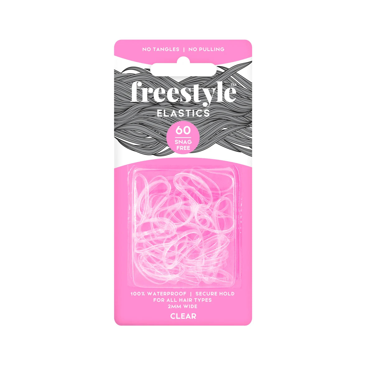 Freestyle - Snag Free Hair Elastics 2mm Clear 60pk