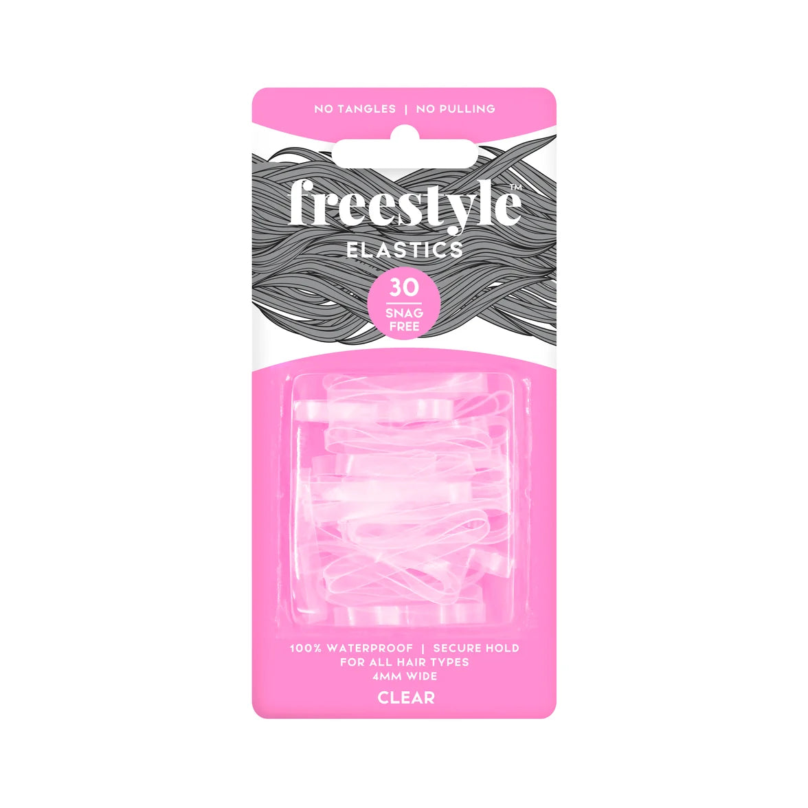 Freestyle - Snag Free Hair Elastics 4mm Clear 30pk
