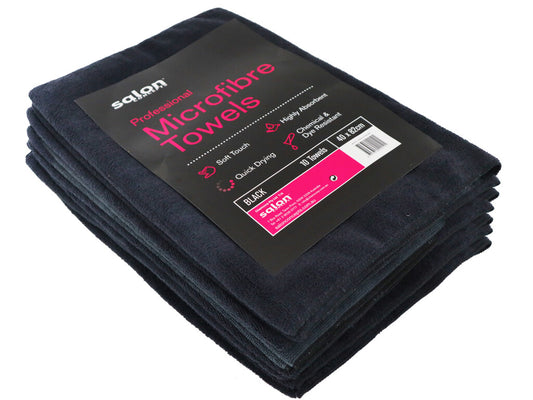 Salon Concepts - Professional Microfibre Towels Black 10pk