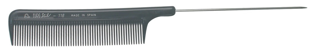 EuroStil - Metal Tail Comb #118 - Black