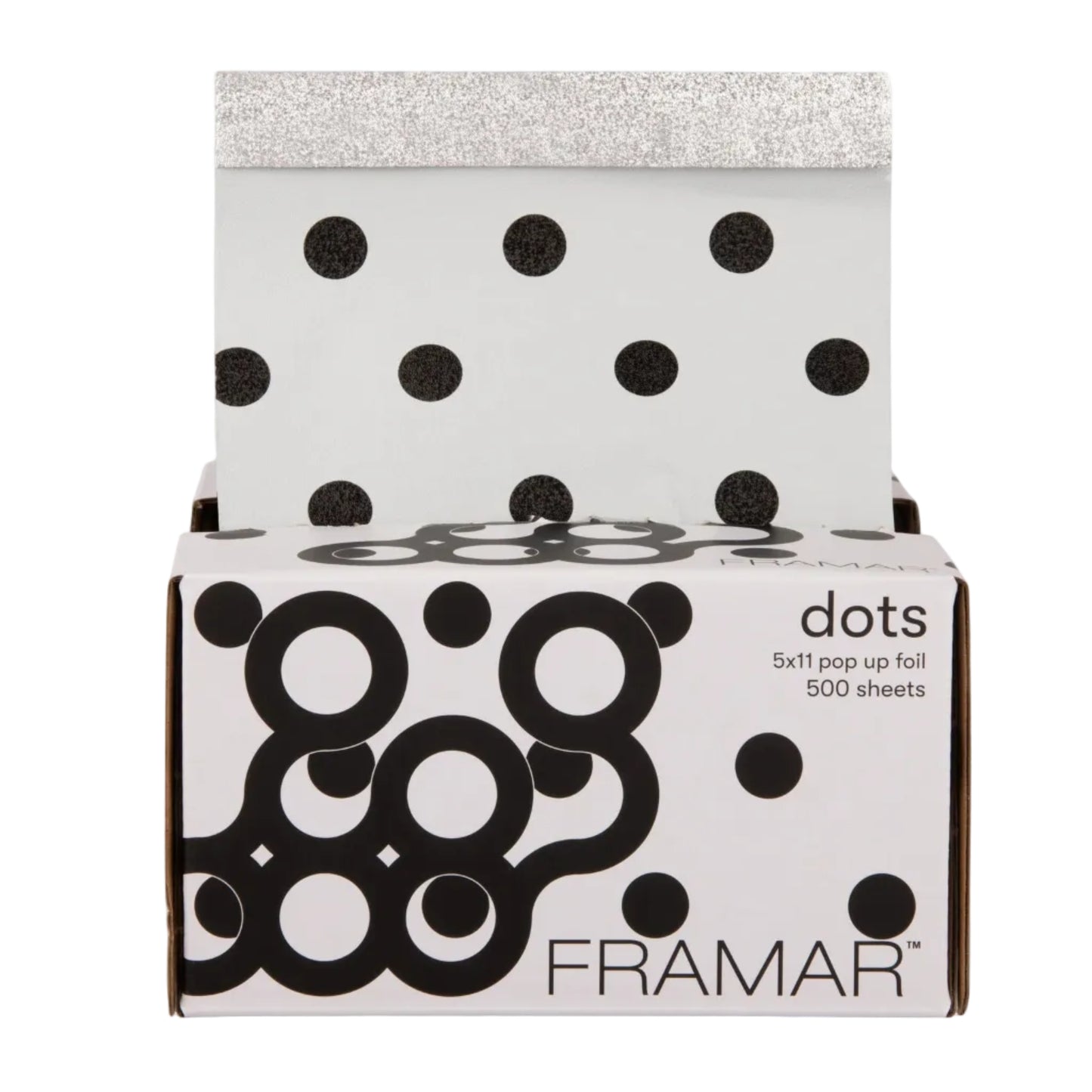 Framar - 5x11" Pop Up Foil "Polka Dots Black & White" 500 Sheets