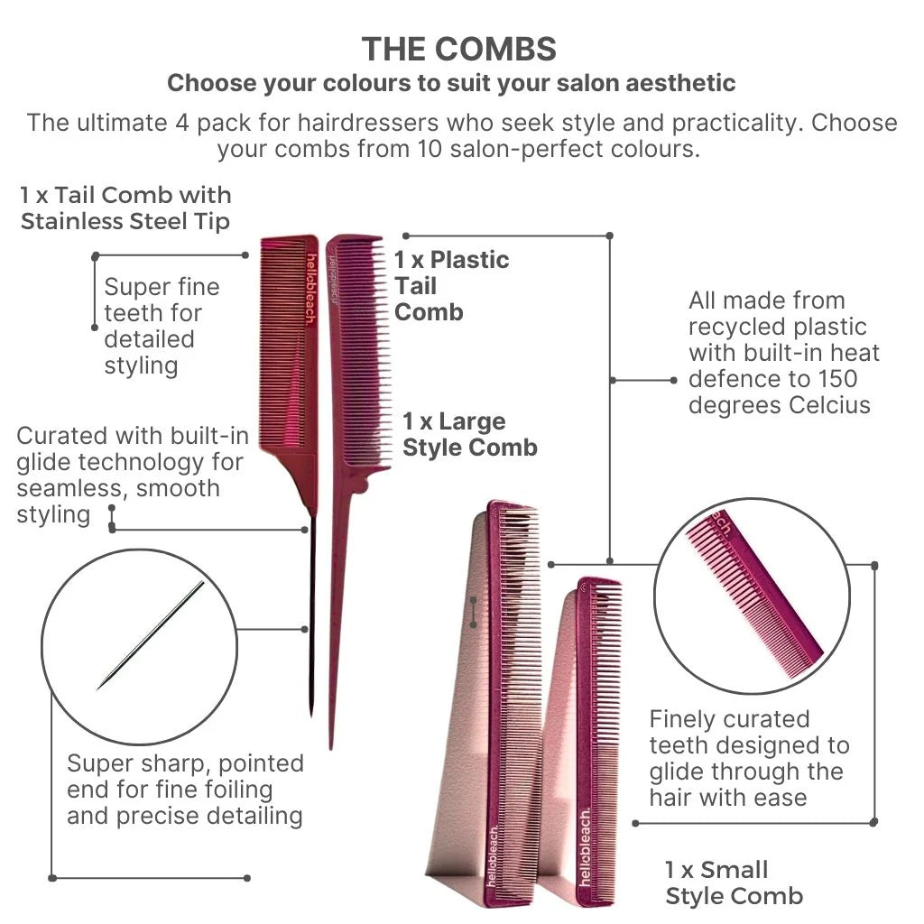 Hello Bleach - Small Styling Comb "Burgundy"