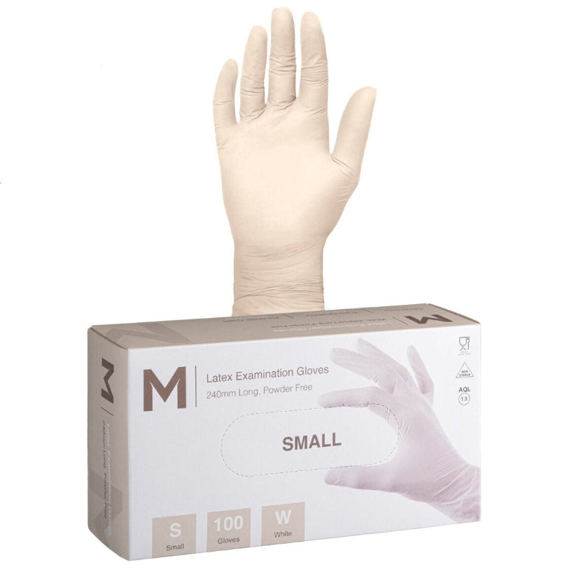 MPH Latex Powder Free Gloves White 100pk - Small