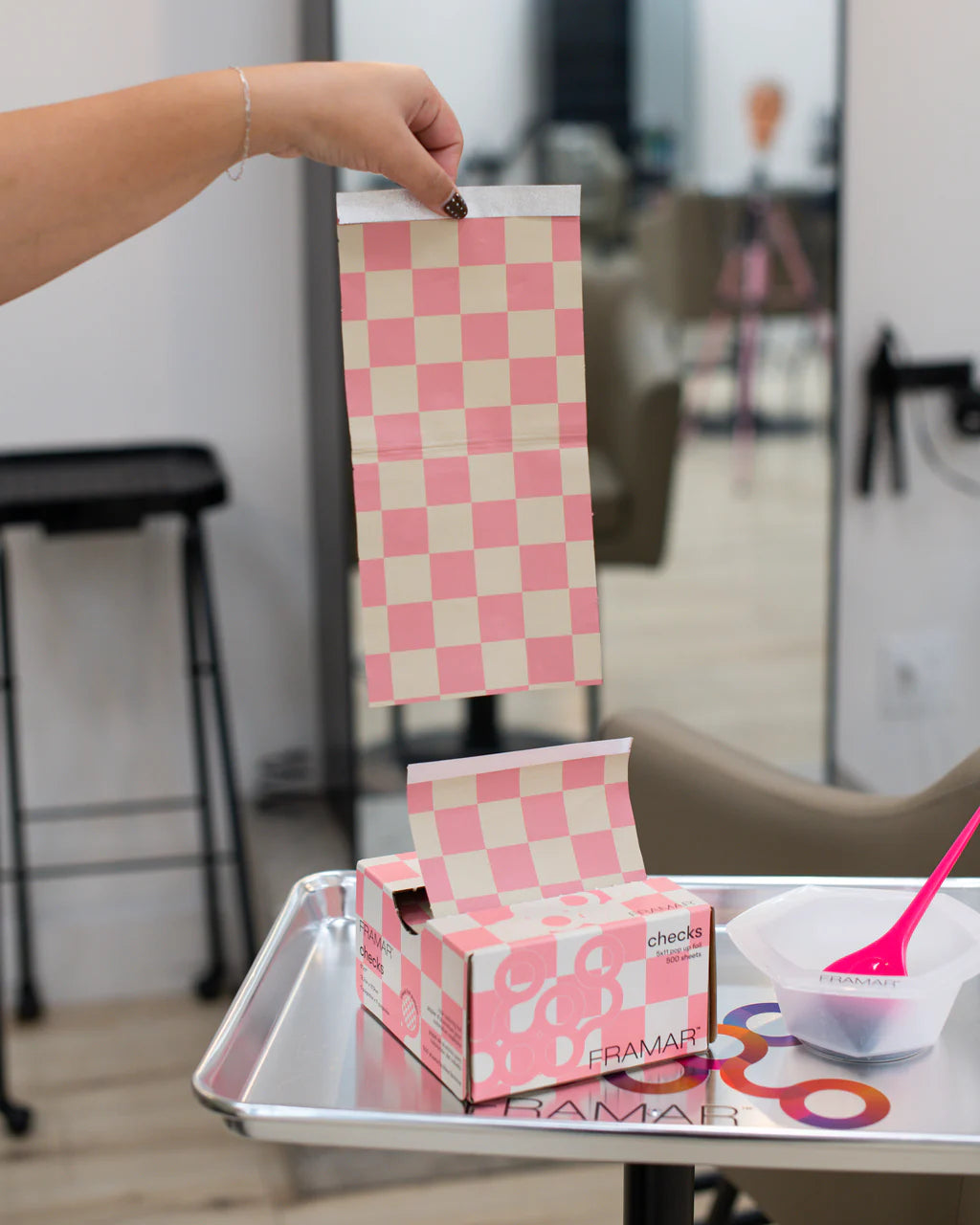 Framar - 5x11" Pop Up Foil "Beige & Pink Checks" 500 Sheets
