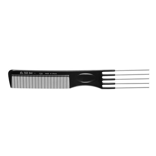 EuroStil - Styling Comb w Metal Lifters #128 - Black