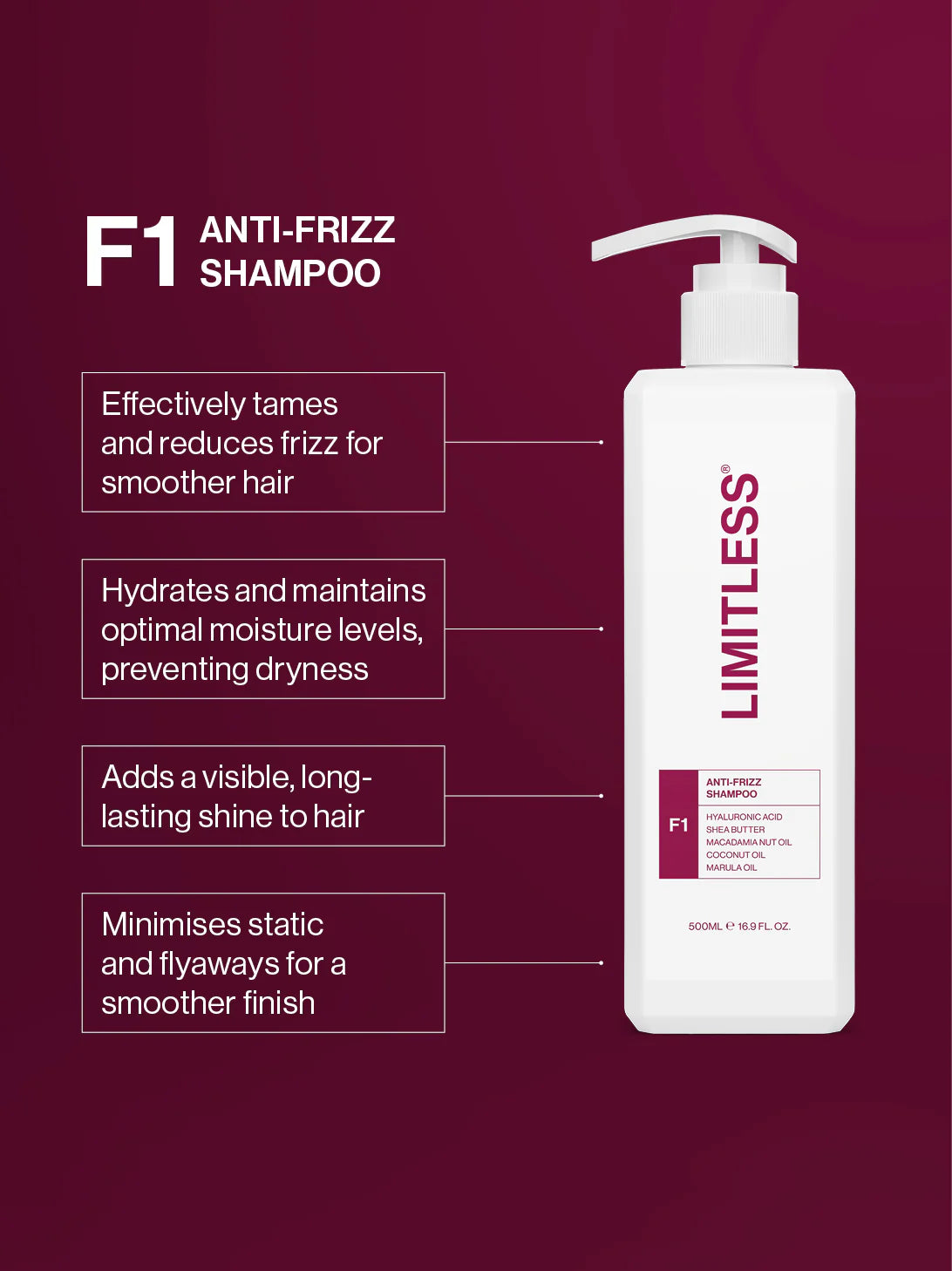 Limitless - F1 Anti-Frizz Shampoo 500ml