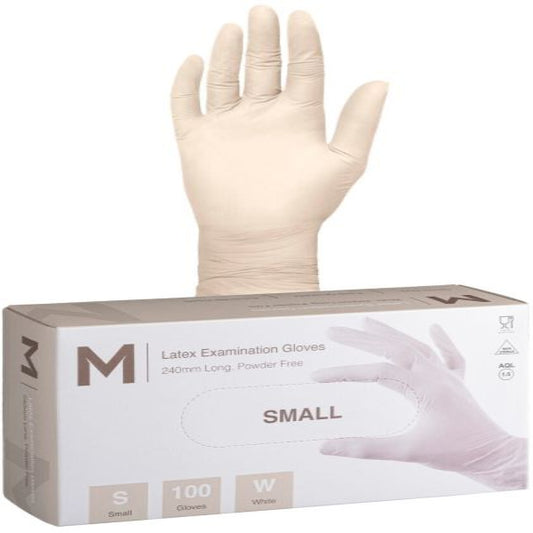 MPH Latex Powder Free Gloves White 100pk - Small